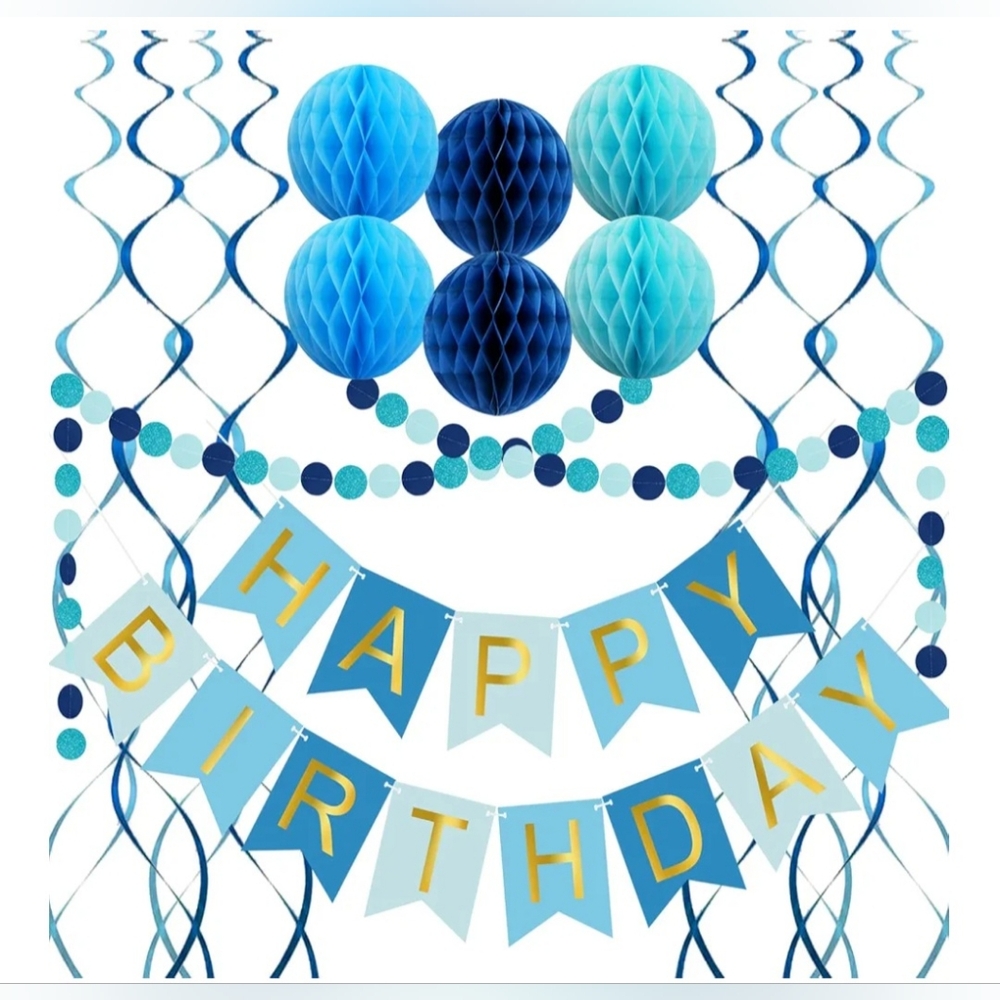 Blue Birthday Party Decorations - New In Package